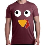 Shop4Ever Men's Turkey Face Thanksgiving Graphic T-shirt XXX-Large Maroon