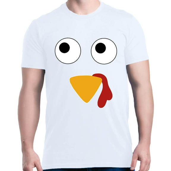 Shop4Ever Men's Turkey Face Thanksgiving Graphic T-shirt XXX-Large White