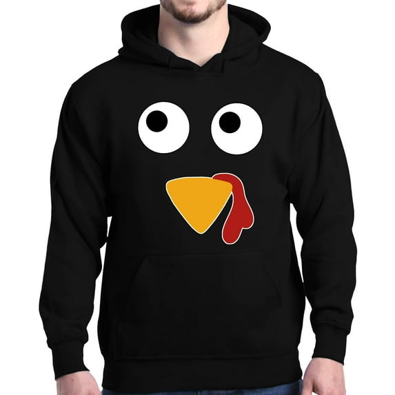 Shop4Ever Men's Turkey Face Thanksgiving Hooded Sweatshirt Hoodie XXX-Large Black