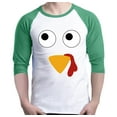 thumbnail image 1 of Shop4Ever Men's Turkey Face Thanksgiving Raglan Baseball Shirt Large White/Kelly, 1 of 5