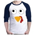 thumbnail image 1 of Shop4Ever Men's Turkey Face Thanksgiving Raglan Baseball Shirt Large White/Navy, 1 of 5