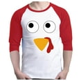 thumbnail image 1 of Shop4Ever Men's Turkey Face Thanksgiving Raglan Baseball Shirt Medium White/Red, 1 of 5