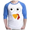 thumbnail image 1 of Shop4Ever Men's Turkey Face Thanksgiving Raglan Baseball Shirt X-Small White/Blue, 1 of 5