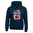 thumbnail image 1 of Shop4Ever Men's US EH American Canadian Flag Humor Hooded Sweatshirt Hoodie XXX-Large Navy, 1 of 5