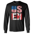 thumbnail image 1 of Shop4Ever Men's US EH American Canadian Flag Humor Long Sleeve Shirt Small Black, 1 of 5