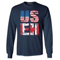 thumbnail image 1 of Shop4Ever Men's US EH American Canadian Flag Humor Long Sleeve Shirt X-Large Navy, 1 of 5