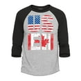 thumbnail image 1 of Shop4Ever Men's US EH American Canadian Flag Humor Raglan Baseball Shirt X-Large Heather Grey/Black, 1 of 4