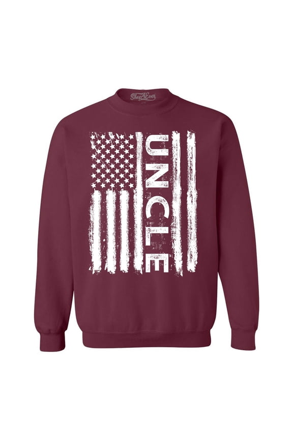 Men's Uncle American Flag Crewneck Sweatshirt X-Large Maroon