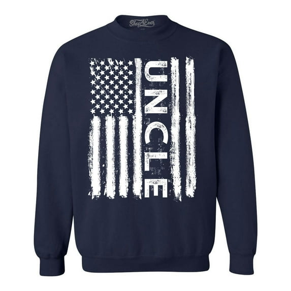 Shop4Ever Men's Uncle American Flag Crewneck Sweatshirt XXX-Large Navy