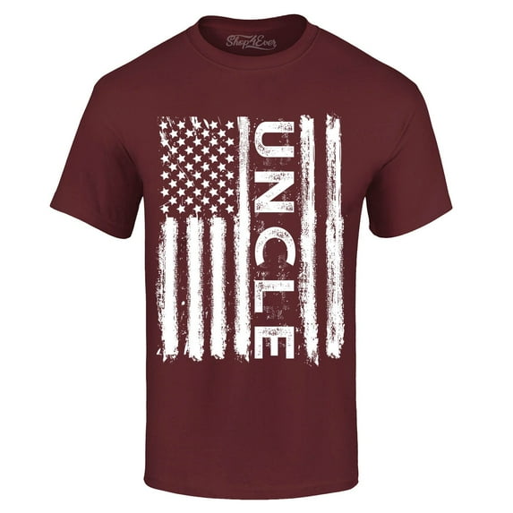 Shop4Ever Men's Uncle American Flag Graphic T-shirt Small Maroon