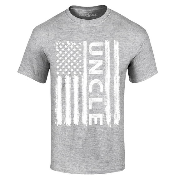 Shop4Ever Men's Uncle American Flag Graphic T-shirt X-Large Sports Grey
