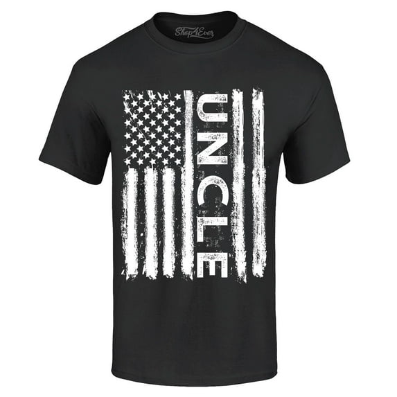 Shop4Ever Men's Uncle American Flag Graphic T-shirt XX-Large Black