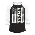 thumbnail image 1 of Shop4Ever Men's Uncle American Flag USA Patriotic Raglan Baseball Shirt Medium Black/White, 1 of 4