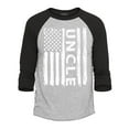 thumbnail image 1 of Shop4Ever Men's Uncle American Flag USA Patriotic Raglan Baseball Shirt XX-Large Heather Grey/Black, 1 of 4