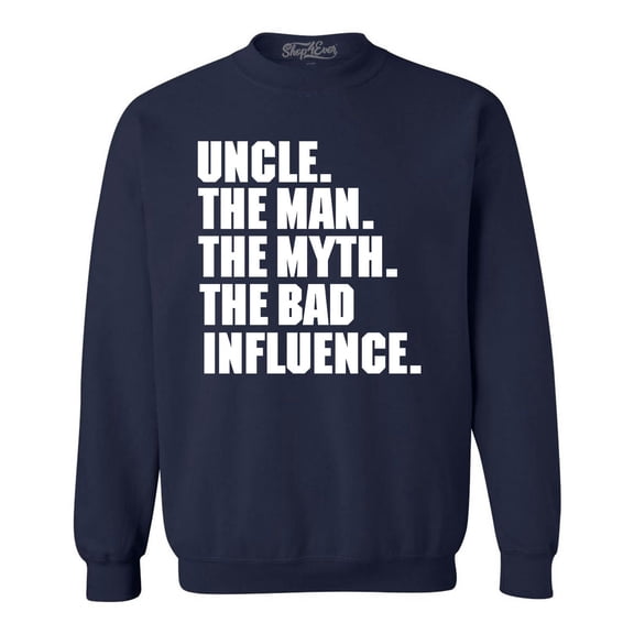 Shop4Ever Men's Uncle The Man The Myth The Legend Crewneck Sweatshirt Small Navy