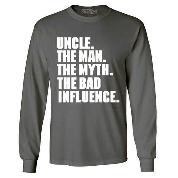 Shop4Ever Men's Uncle The Man The Myth The Legend  Long Sleeve Shirt Medium Charcoal
