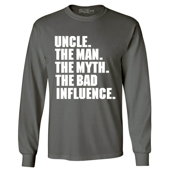 Shop4Ever Men's Uncle The Man The Myth The Legend Long Sleeve Shirt X-Large Charcoal