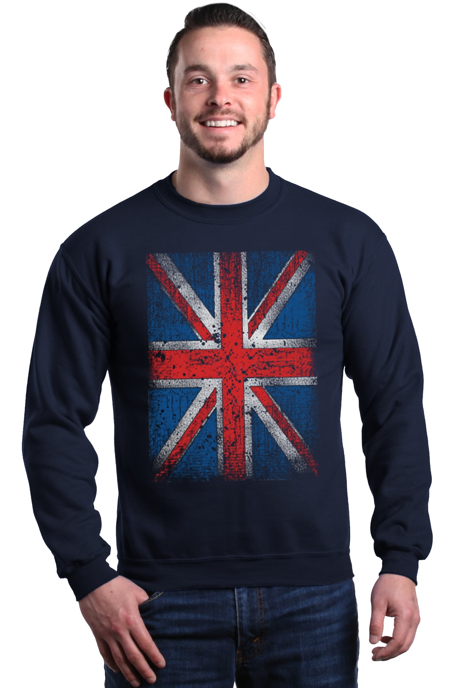 Crew Neck Union Jack Jeans Mens Shop4Ever Men's Union Jack British
