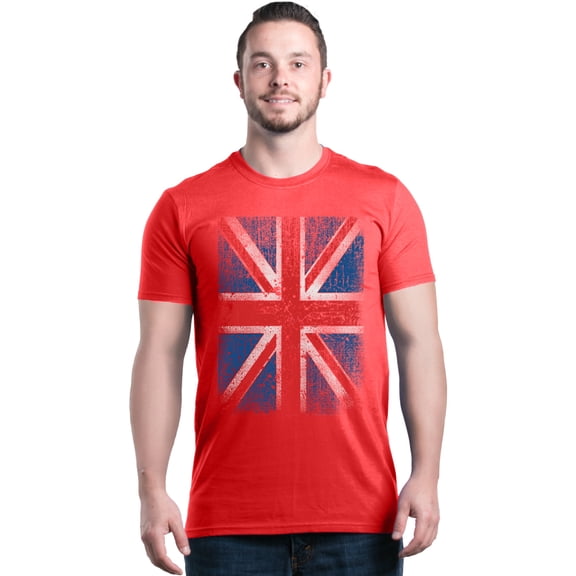 Shop4Ever Men's Union Jack British Flag UK Graphic T-shirt Medium Red
