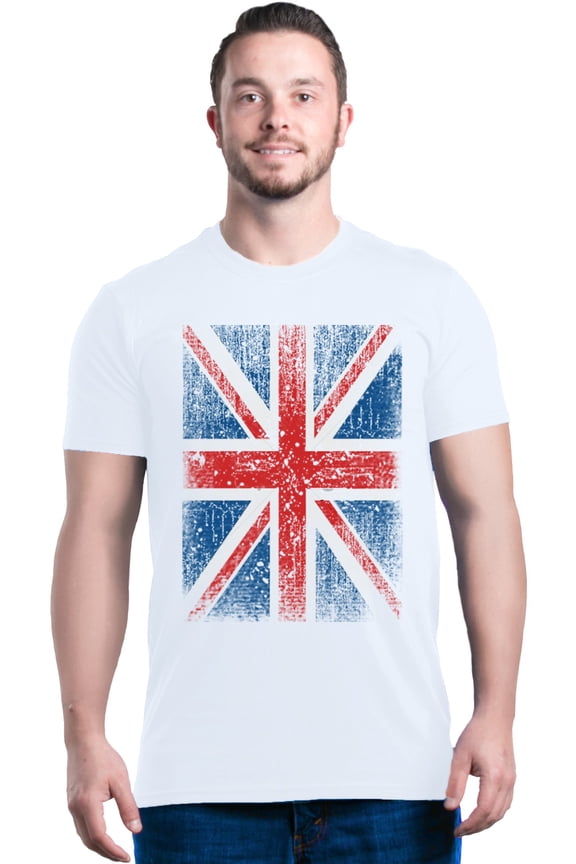 Men's Union Jack British Flag UK Graphic T-shirt Medium White