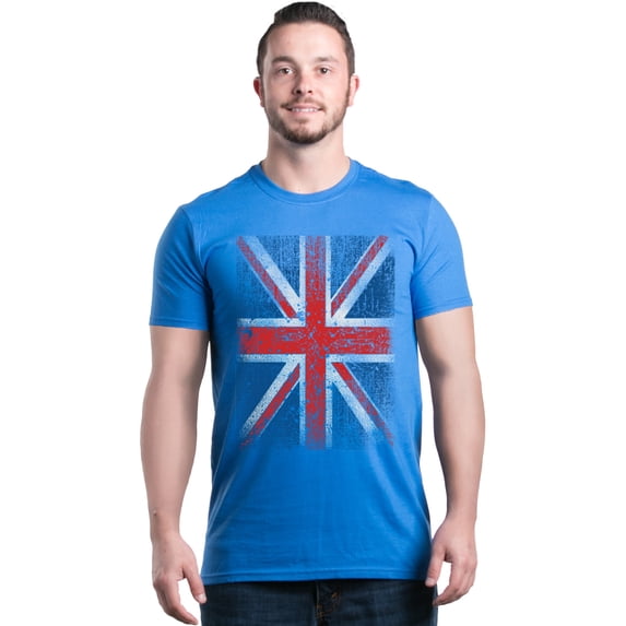 Shop4Ever Men's Union Jack British Flag UK Graphic T-shirt XXXX-Large Royal Blue