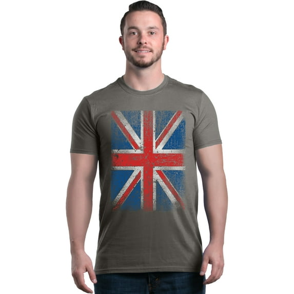 Shop4Ever Men's Union Jack British Flag UK Graphic T-shirt XXXXX-Large Charcoal