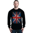 thumbnail image 1 of Shop4Ever Men's Union Jack British Flag UK Long Sleeve Shirt Medium Black, 1 of 5