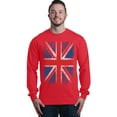 thumbnail image 1 of Shop4Ever Men's Union Jack British Flag UK Long Sleeve Shirt Small Red, 1 of 5