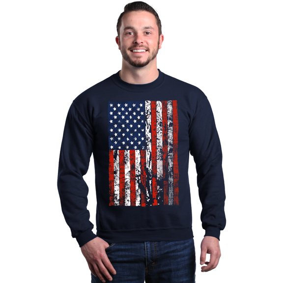 Shop4Ever Men's United States of America Flag USA 4th of July Crewneck Sweatshirt X-Large Navy