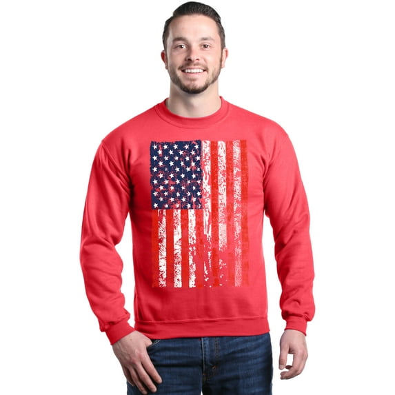 Shop4Ever Men's United States of America Flag USA 4th of July Crewneck Sweatshirt XXX-Large Red