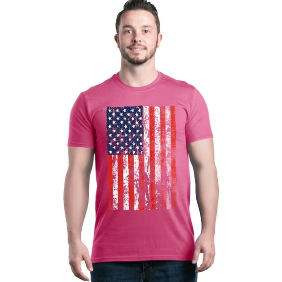 Shop4Ever Men's United States of America Flag USA 4th of July Graphic T-shirt Medium Azalea Pink