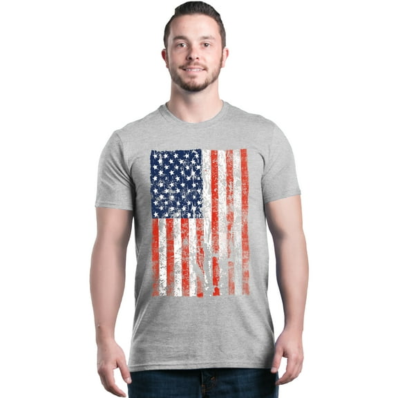 Shop4Ever Men's United States of America Flag USA 4th of July Graphic T-shirt Medium Sports Grey