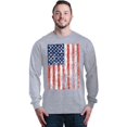 thumbnail image 1 of Shop4Ever Men's United States of America Flag USA 4th of July Long Sleeve Shirt XX-Large Sports Grey, 1 of 5