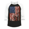thumbnail image 1 of Shop4Ever Men's United States of America Flag Vintage USA Raglan Baseball Shirt Large Black/White, 1 of 4