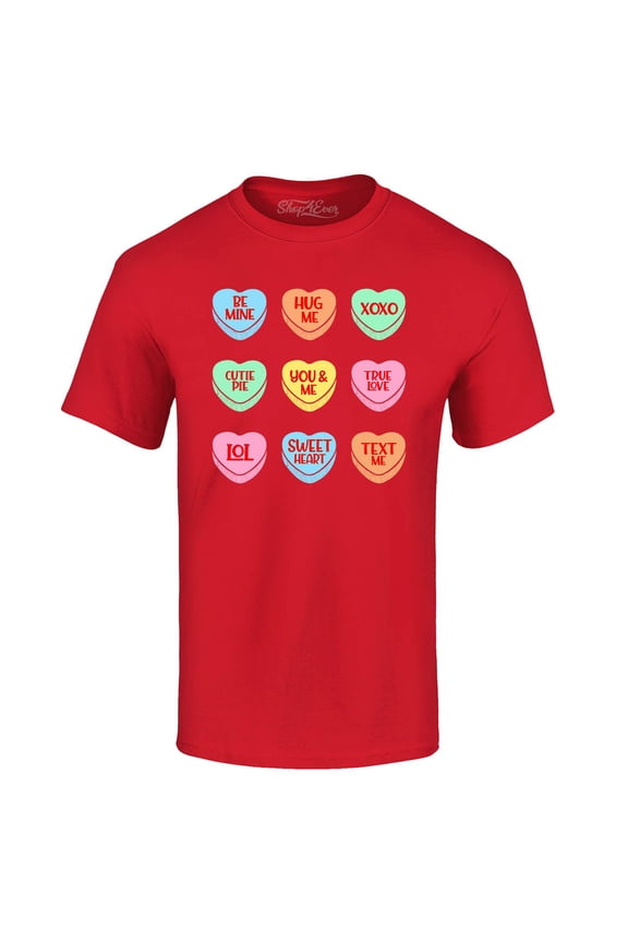 Men's Valentine's Day Candy Hearts Conversation Heart Graphic T-shirt Large Red