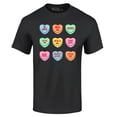 thumbnail image 1 of Shop4Ever Men's Valentine's Day Candy Hearts Conversation Heart Graphic T-shirt XXXX-Large Black, 1 of 5