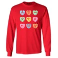 thumbnail image 1 of Shop4Ever Men's Valentine's Day Candy Hearts Conversation Heart Long Sleeve Shirt X-Large Red, 1 of 5
