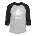 thumbnail image 1 of Shop4Ever Men's Village Witch Spooky Halloween Witches Raglan Baseball Shirt Small Heather Grey/Black, 1 of 4