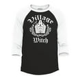 thumbnail image 1 of Shop4Ever Men's Village Witch Spooky Halloween Witches Raglan Baseball Shirt X-Small Black/White, 1 of 4