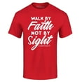 thumbnail image 1 of Shop4Ever Men's Walk by Faith Not by Sight 2 Corinthians 5:7 Graphic T-shirt Medium Red, 1 of 5