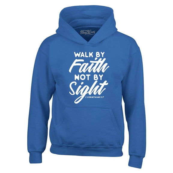 Shop4Ever Men's Walk by Faith Not by Sight 2 Corinthians 5:7 Hooded Sweatshirt Hoodie X-Large Royal Blue