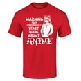 thumbnail image 1 of Shop4Ever Men's Warning May Start Spontaneously Talking About Anime Graphic T-shirt XXXX-Large Red, 1 of 5