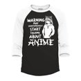 thumbnail image 1 of Shop4Ever Men's Warning May Start Spontaneously Talking About Anime Raglan Baseball Shirt X-Large Black/White, 1 of 4