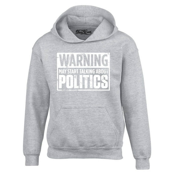 Shop4Ever Men's Warning May Start Talking About Politics Hooded Sweatshirt Hoodie Medium Sports Grey