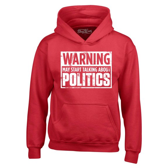 Shop4Ever Men's Warning May Start Talking About Politics Hooded Sweatshirt Hoodie Small Red