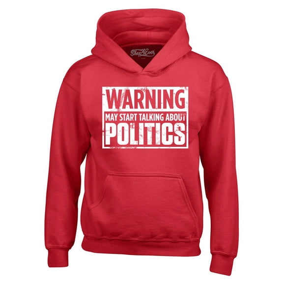 Shop4Ever Men's Warning May Start Talking About Politics Hooded Sweatshirt Hoodie X-Large Red