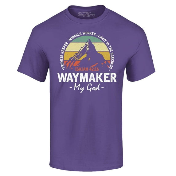 Shop4Ever Men's Waymaker My God Isaiah 42:16 Graphic T-shirt Large Purple