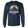 thumbnail image 1 of Shop4Ever Men's Waymaker My God Isaiah 42:16 Long Sleeve Shirt Small Navy, 1 of 5