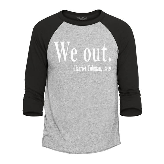 Shop4Ever Men's We Out. Harriet Tubman, 1849 Raglan Baseball Shirt Small Heather Grey/Black