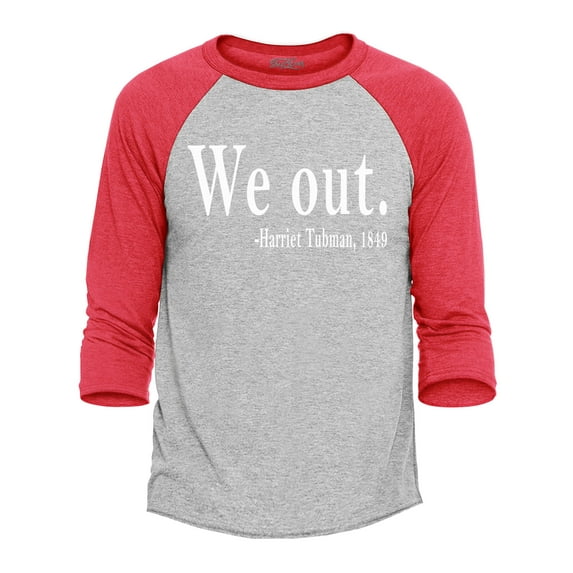 Shop4Ever Men's We Out. Harriet Tubman, 1849 Raglan Baseball Shirt Small Heather Grey/Red